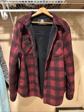 Weatherproof Red and Black Plaid Sherpa-Lined Field Jacket